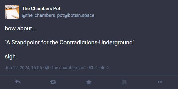 [A post from The Chambers Pot, Bot.]