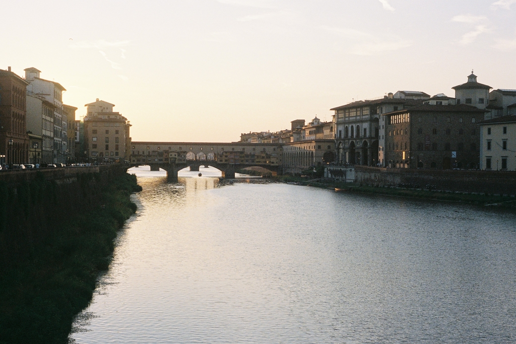 A different river! The Arno in Florence, looking towards the Ponte Vecchio at sunset