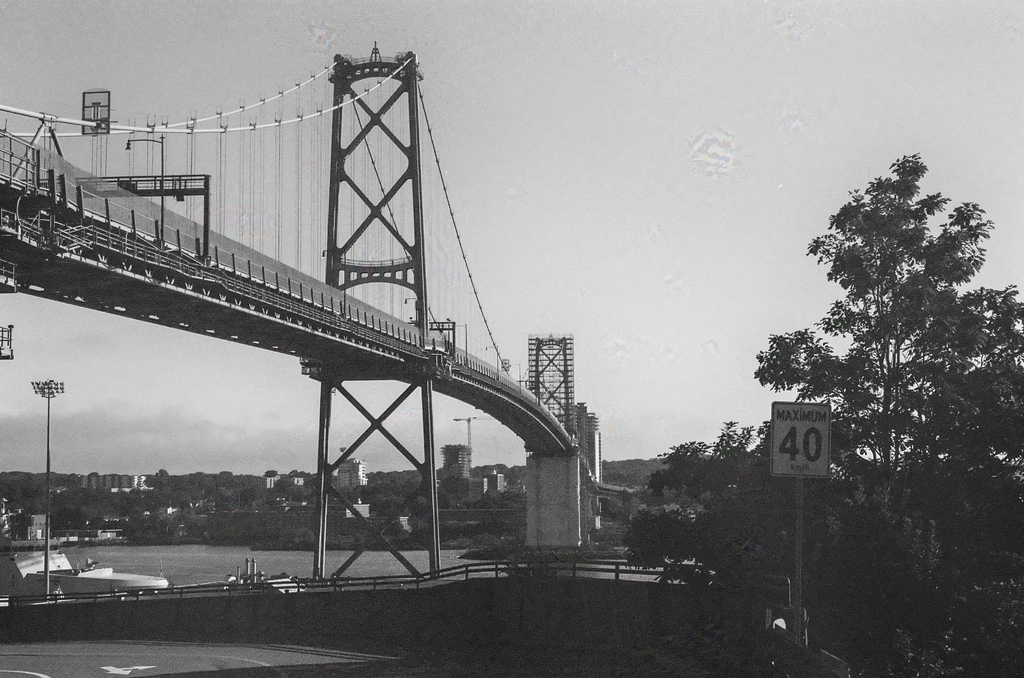 A view across Macdonald Bridge towards Dartmouth
