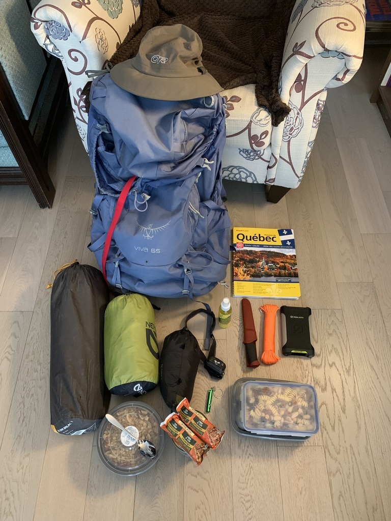 My backpack and various supplies