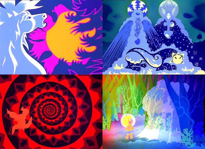A collage of psychedelic imagery from the movie