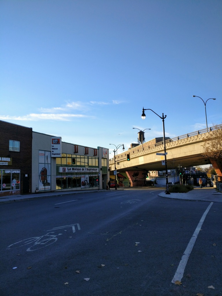 A view of the Van Horne Warehouse and water tower