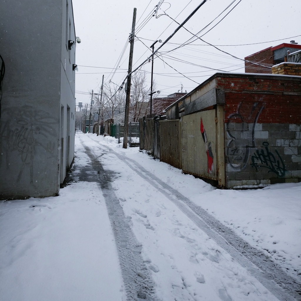 A view of the Van Horne Warehouse and water tower