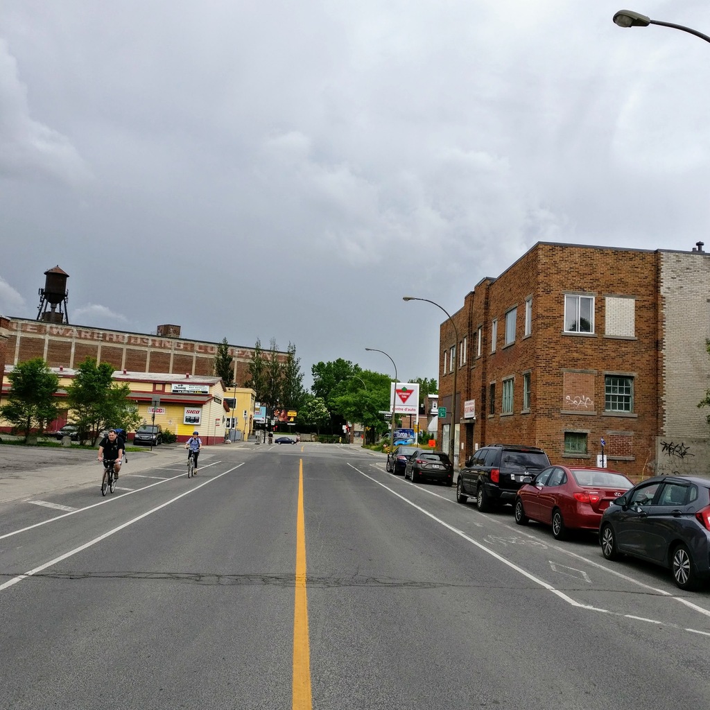 A view of the Van Horne Warehouse and water tower