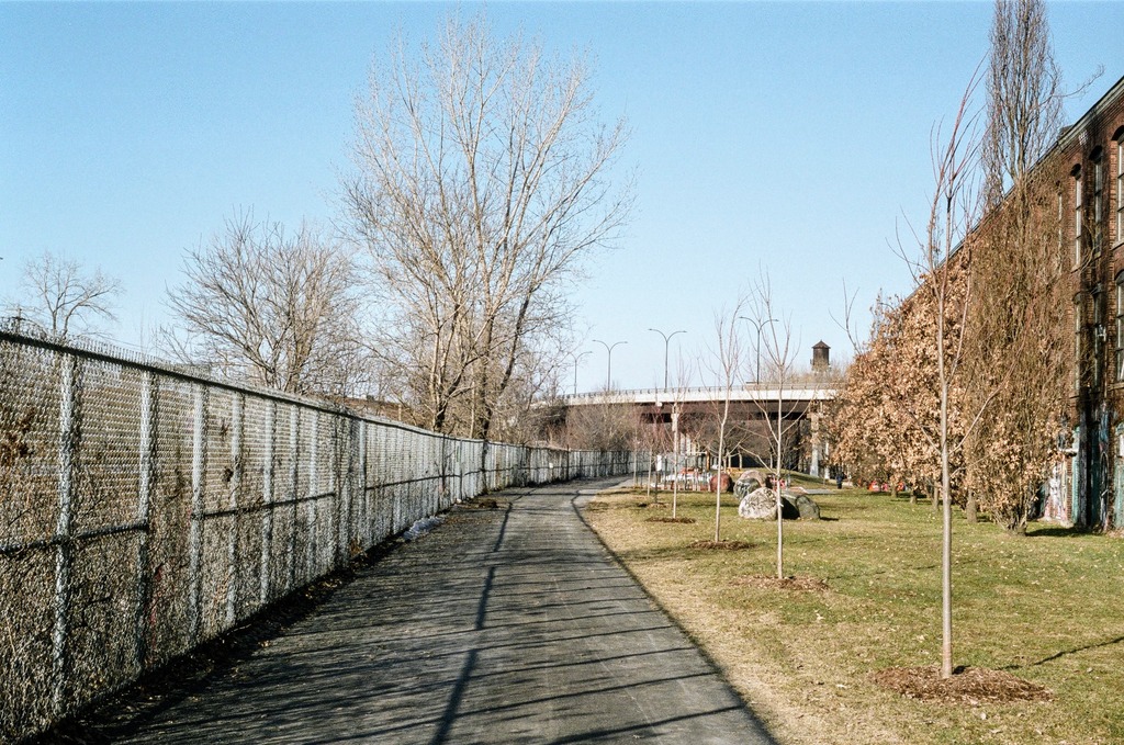 A view of the Van Horne Warehouse and water tower