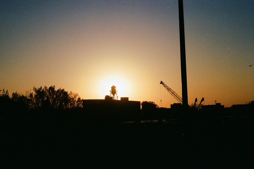 A view of the Van Horne Warehouse and water tower